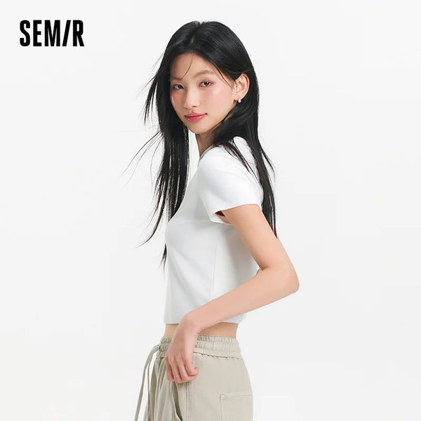 អាវយឺតស្ត្រី Semir ស្រូបយកសំណើម ស្ងួតរហ័ស ការពារកាំរស្មីយូវី ទំហំតូច រដូវក្តៅ ឆ្នាំ២០២៦ ស្ទីលធម្មតា ស្លីម ទន់ មានផាសុកភាព អាវធំ