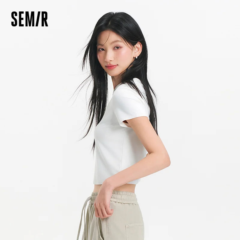 Semir Women Tshirt Moisture Wicking Quick Dry UV Protection Solid Petite 2026 Summer Basic Casual Style Slim Soft Comfy Top