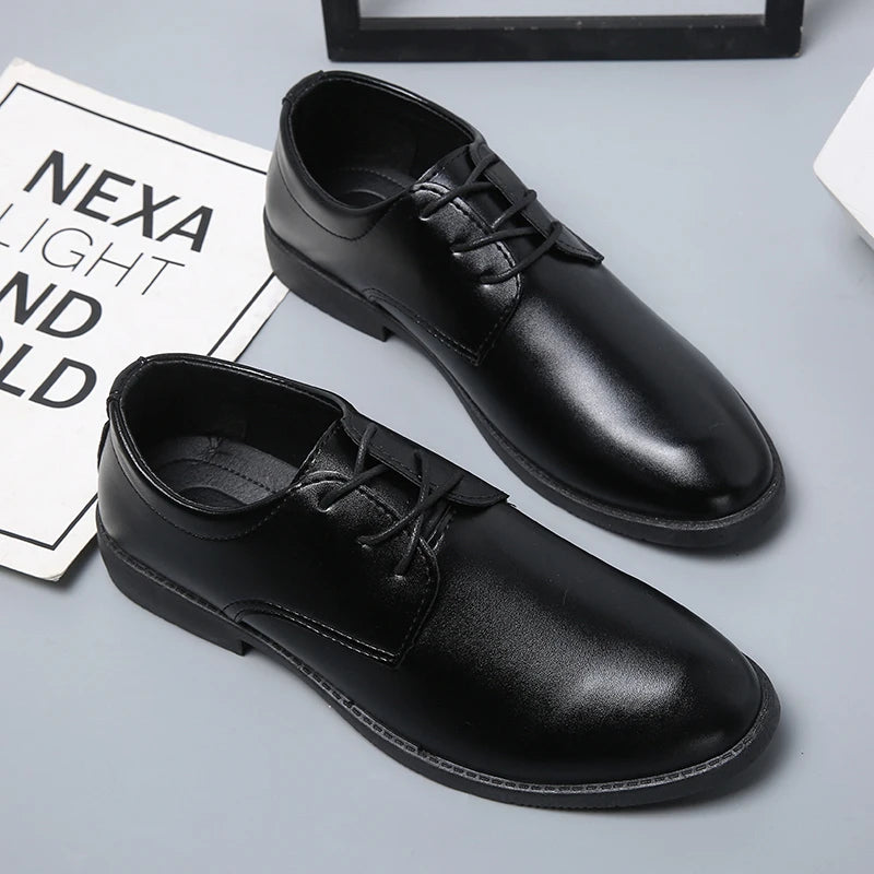 Men's casual British leather shoes four seasons lightweight soft soled business Dress leather shoes fashion versatile men's shoe