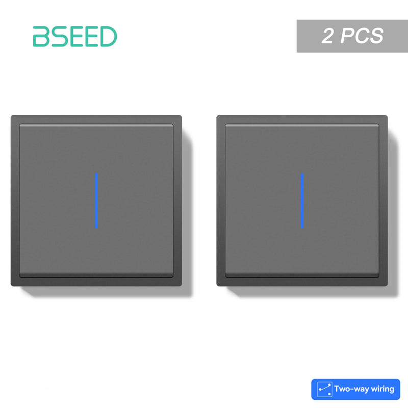 BSEED E Series 1/2/4/8 Packs 1Gang 2Way Button Light Switch Plastic Frame Wall Light Switch On Off For Stairs LED Backlight
