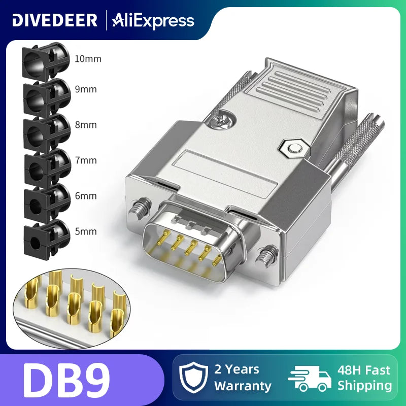 DIVEDEER DB9 Male & Female Connectors 9-Pin Serial Adapters for RS232 RS485 COM Port