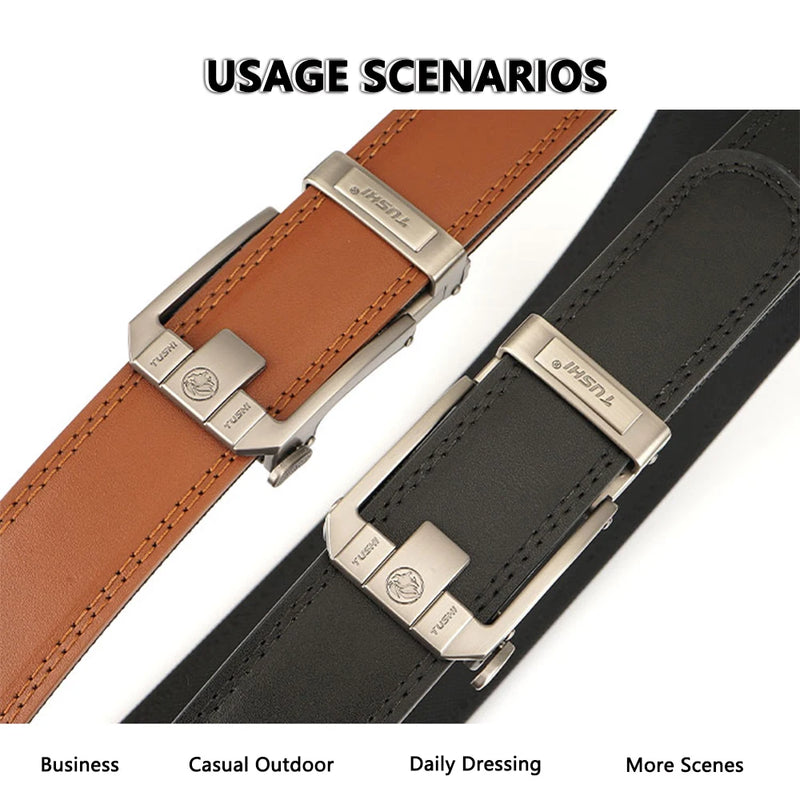 TUSHI New Leather and Nylon Tactical Belt for Men Outdoor Leisure Metal Automatic Buckle Military Belt IPSC Gun Belt Accessories