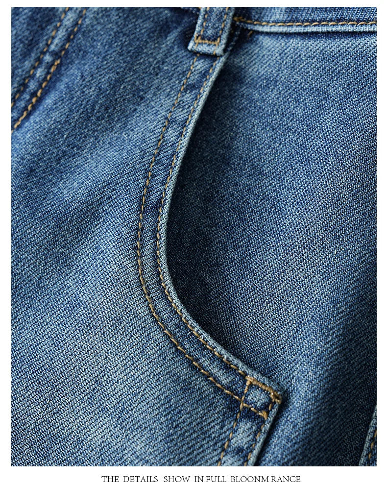 New Fall Women's Blue Wide-Leg Jeans with Embroidery, Asian Sizes, Denim Pants. 2026-2027