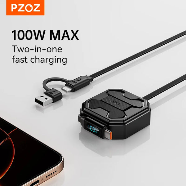 PZOZ For retractable usb c to type c lightning cable iphone xiaomi 17 pro max oneplus huawei realme charger fast charging cable