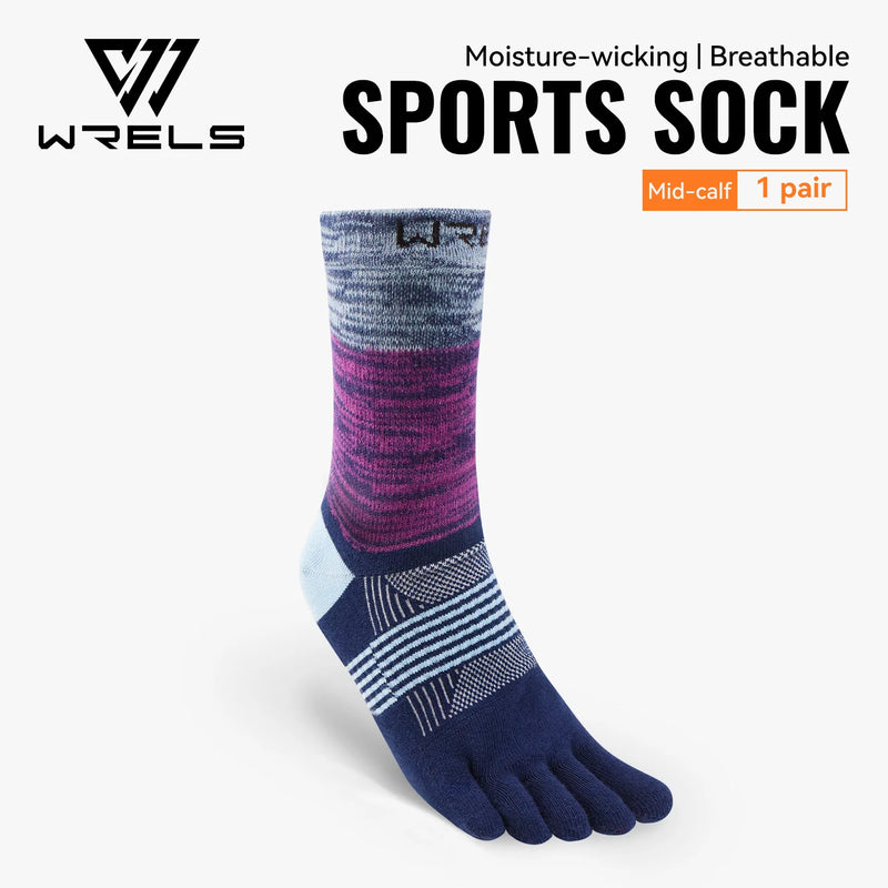 WRELS 1/2/3 Pair Five Finger Socks Athletic Running Breathable Ankle Compression Lightweight Moisture Wicking Anti-Blister Socks