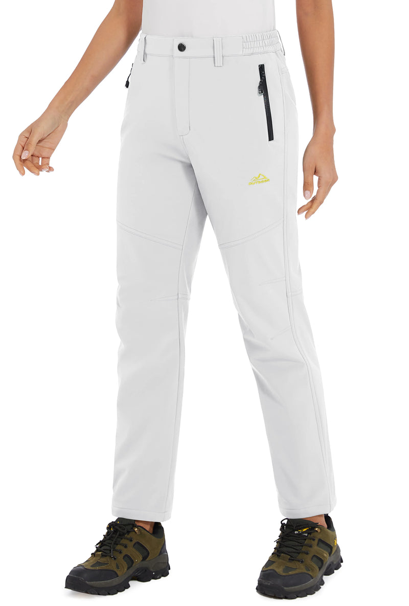 TACVASEN Womens Winter Waterproof pants Fleece Lined  Softshell Trousers With Zipper Pockets Thermal Cargo Outdoor Ski Pants