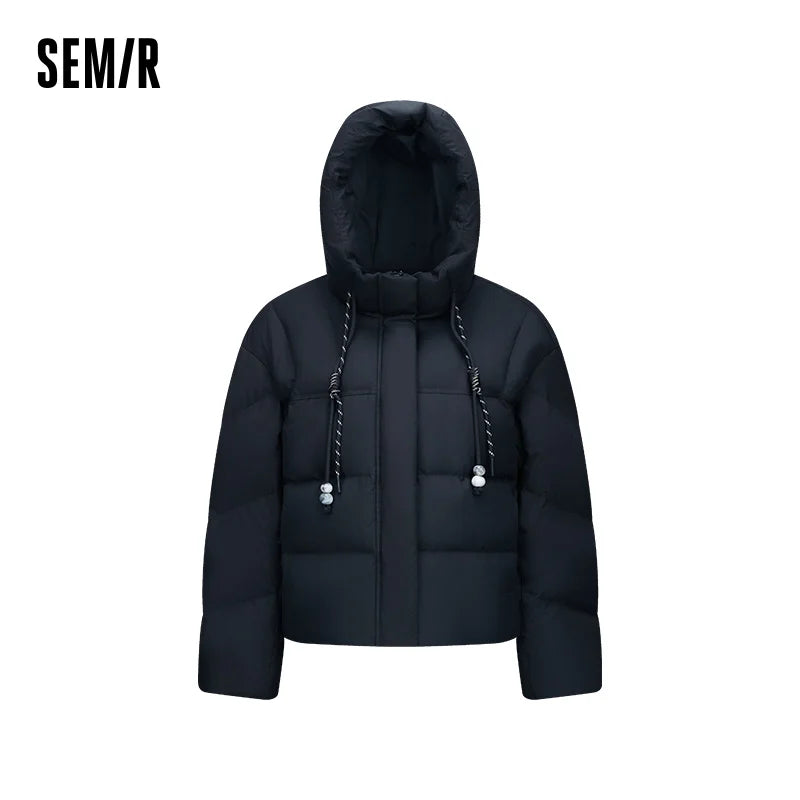 Semir Women Down Jacket 80 Percent Down Fill Loose Fit Hooded Minimal Design Puffer 2026 New Winter Daily Wear Comfort Fit