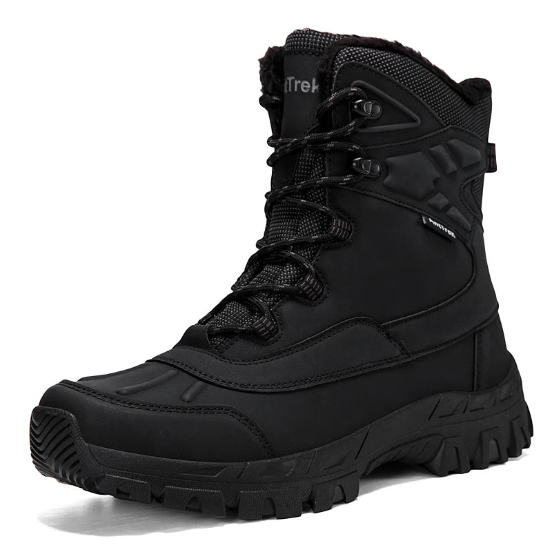 Men's warm plush combat boots winter new casual cotton boots outdoor jungle anti-slip high top light comfort snow training boots