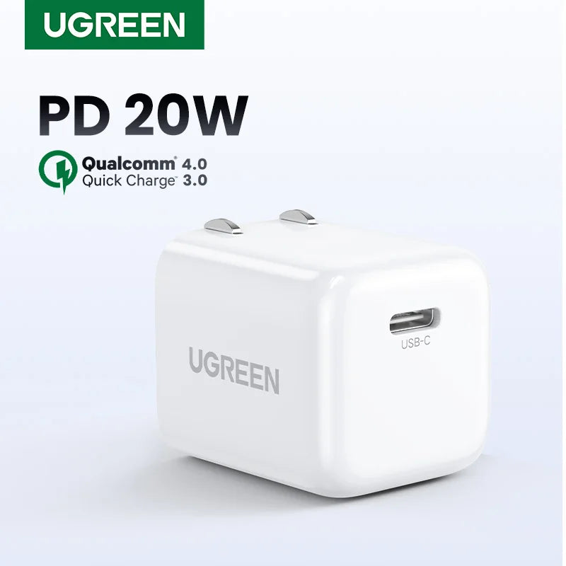 【US Plug】UGREEN USB Type C Charger 20W PD Fast Charger for iPhone 15 14 Quick Charge 4.0 30 Phone Charger for Samsung PD Charger