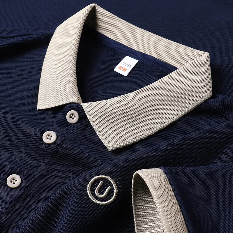 High-End Men Short-Sleeved Polo Shirt Lapel Button Letter Embroidery British Style Summer New Tops Casual Fashion Men's Clothing