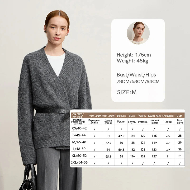 Amii Cardigan For Women 2026 Winter New Commuter V-neck Long Sleeve Sweater Cardigan Buckle-free Loose Casual Kni Top 12554077