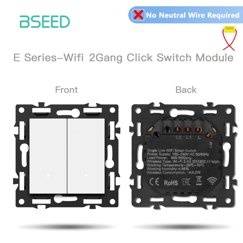 BSEED E Series Single WIFI Click Switch Function Part Smart Light Switch DIY Part Free Combination No Neutral Line