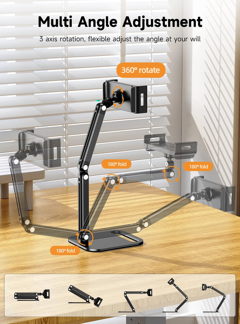 ឈុតស្ព្រីងដែក UPERFECT Ustand D18 អាចបត់បែនបានសម្រាប់តង្កៀបម៉ូនីទ័រចល័តទំហំ 10-18.5 អ៊ីញ ដែលអាចលៃតម្រូវបាន 360° អេក្រង់បញ្ឈរខាងក្រៅ