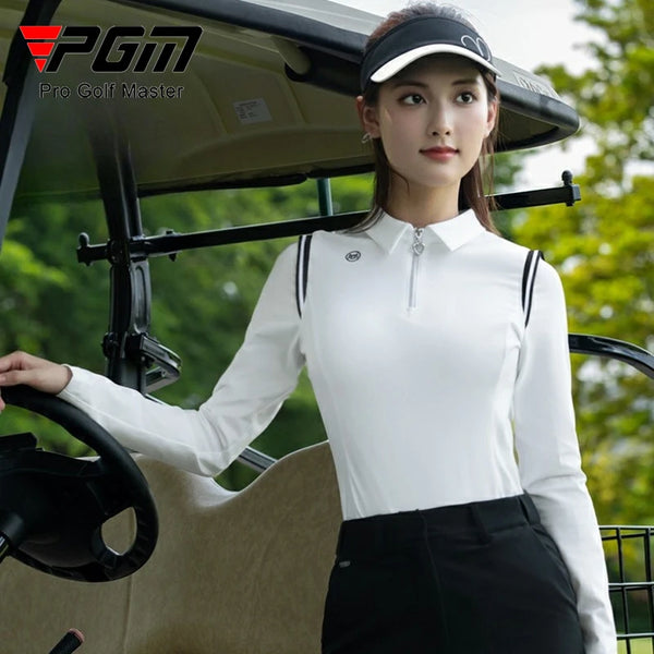 PGM Golf Women's Autumn Winter Long Sleeve Polo Shirt Top YF837