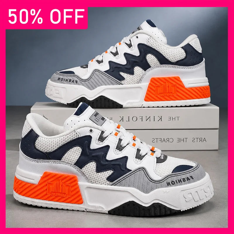 Unisex Sports Shoes Breathable Mesh Lightweight Flat Board Shoes Trendy Versatile Streets Walking Comfortable Commuting Shoes