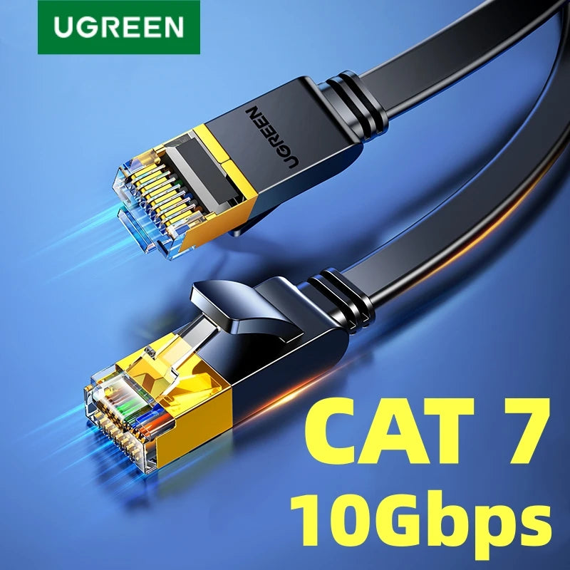UGREEN Cat 7 Ethernet Cable Cat7 High Speed Flat Gigabit STP RJ45 LAN Cable 10Gbps Network Cable Patch Code for Router Ethernet