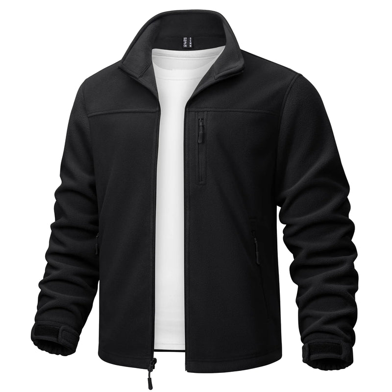 TACVASEN Stand Collar Fleece Jackets Mens Thermal Warm Full Zip Work Jacket Outdoor Trekking Hiking Jackets Windbreaker