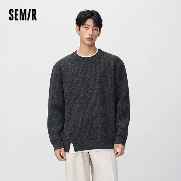 អាវយឺតប៉ាក់ Semir សម្រាប់បុរស រចនាបថបុរាណ រូបរាងជាស្រទាប់ ពណ៌ប្លុក រលុង កអាវមូល ឆ្នាំ២០២៦ សម្លៀកបំពាក់ប្រចាំថ្ងៃរដូវរងាថ្មី រចនាបថធម្មតាសម្រាប់ទីក្រុង