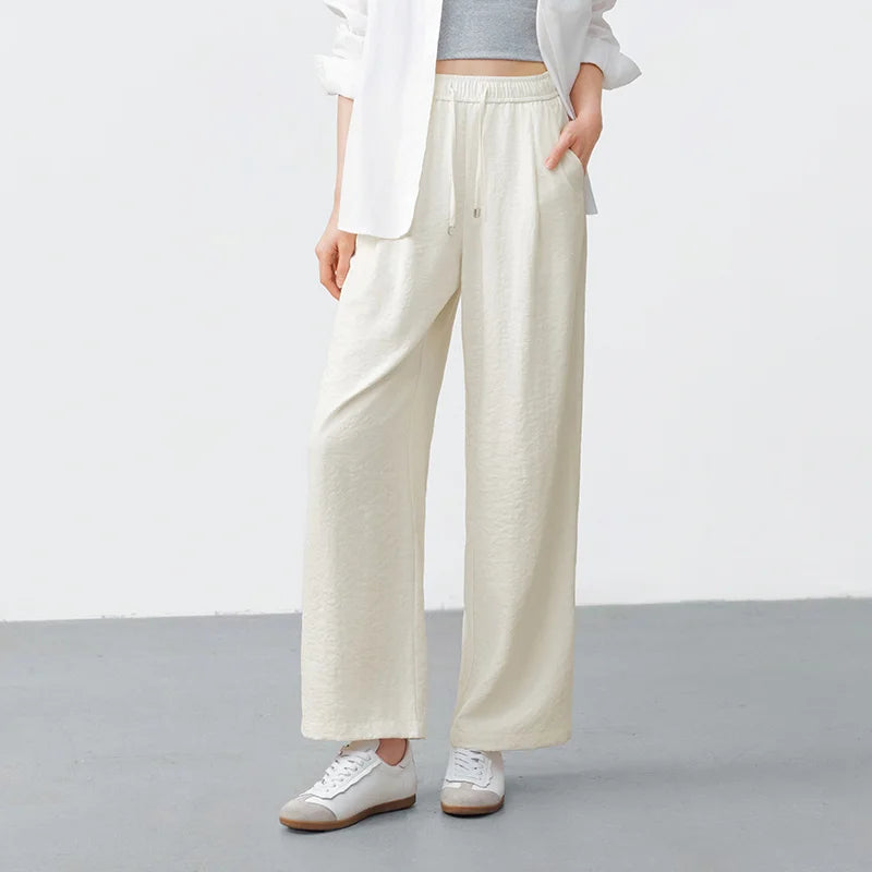 Semir Women Pants Textured 2026 Loose Fit Soft Drape Wide Leg Soft Touch Urban Casual Everyday Style Soft Comfortable