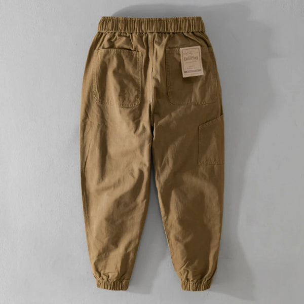Autumn New Men's 100% Cotton Simple Cargo Pants Casual Solid Color Elastic Waist Soft Street Joggers Men Trousers FY7622