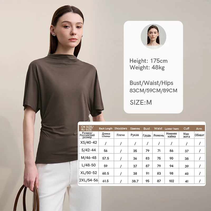 អាវយឺត Amii Top Women Summer 2026 ថ្មី លាតសន្ធឹង ឆើតឆាយ ស្លីម សម អាវយឺតដៃខ្លី ងាយស្រួលប្រើសម្រាប់នារី 12612022