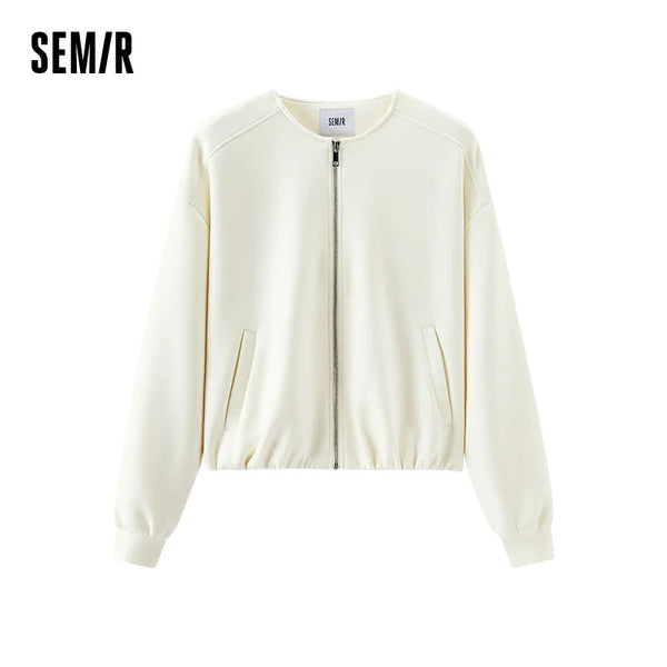 អាវក្រៅស្ត្រី Semir កមូលរាងមូល រលុង ស្មាធ្លាក់ ទន់ ធម្មតា ស្ទីលសម្លៀកបំពាក់ខាងក្រៅរដូវស្លឹកឈើជ្រុះ ពាក់ប្រចាំថ្ងៃ 2026