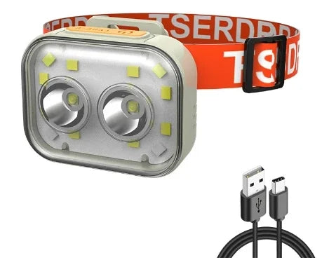 ភ្លើងមុខ LED ដ៏មានអានុភាព ចង្កៀងមុខ COB ពិលភ្លើងពិលសម្រាប់បោះតង់ នេសាទ
