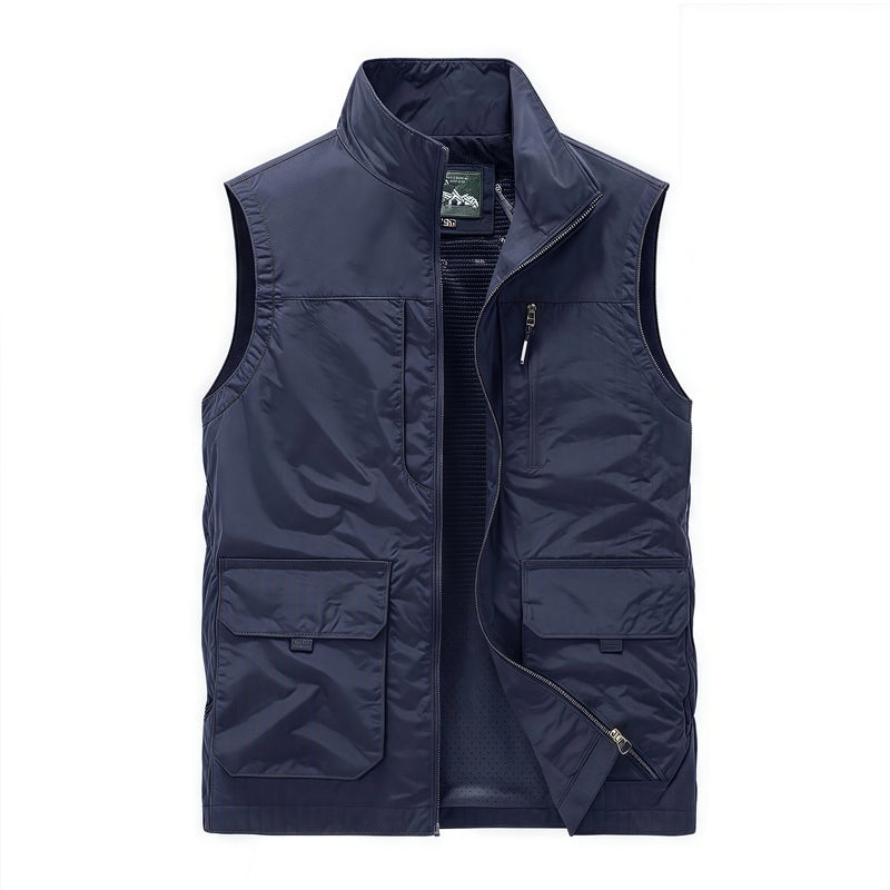 Casual loose plus-size waistcoat Sleeveless vest men's outdoor multi-pocket vest stand-up collar photography vest