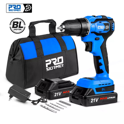 21V Cordless Drill 40NM Brushless Mini Electric Driver Screwdriver 2.0Ah Battery Household Power Tools 5pcs Bits by PROSTORMER