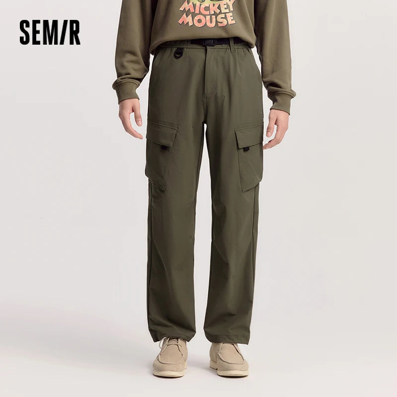 Semir Functional Pants Men Spring Loose Straight Leg Cargo Outdoor Big Pocket Textured Casual Comfortable Long Trousers