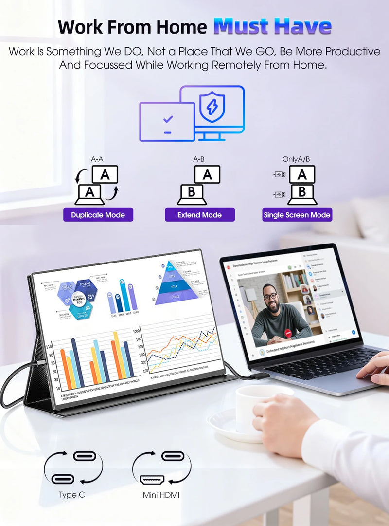 UPERFECT 2.5K Portable Monitor 16" QLED 2560x1600 100%sRGB HDR USB-C HDMI Second Laptop Computer Gaming Display Travel Screen