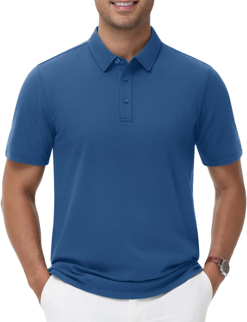 TACVASEN Polo Shirts Men's Short Sleeve Soft Cotton Pique T-Shirts 3 Buttons Classic Fit Casual Performance Golf Shirts Cooling