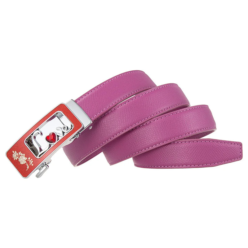 Women's Red Belt, Fashion Casual PU Belts, Purple Blue Gray Khaki Optional, 105cm Length