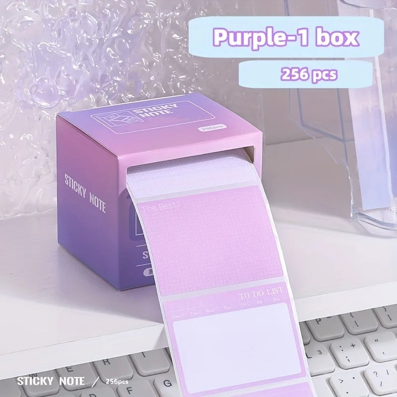 256pcs/Box Pull-out Sticky Notes | Full Adhesive Tear-off Stickers in 8 Formats, Perfect for Office, Students Student Stationery