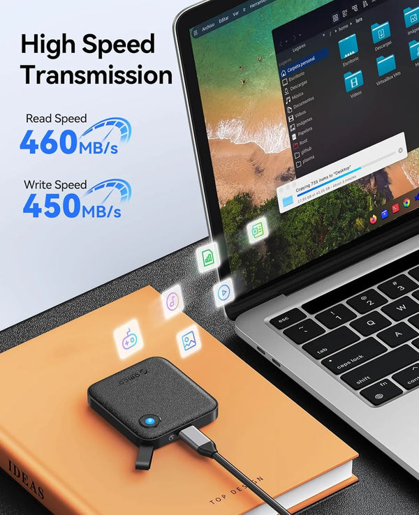 ORICO Portable External Solid State Drive External Hard Drive USB 3.2 Gen2 SSD for iPhone 15/Pro Windows Mac Lightweight
