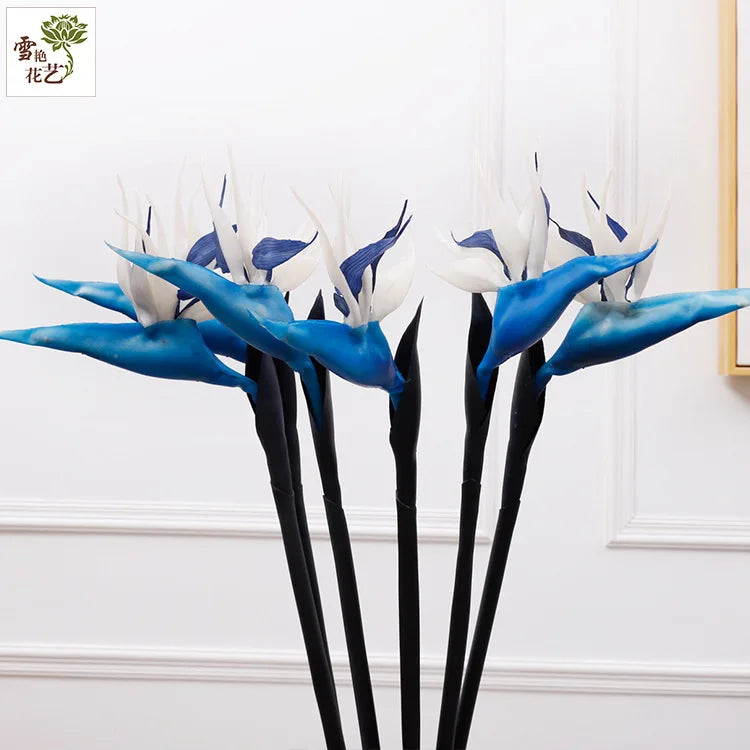 ផ្កាសិប្បនិម្មិត Bird of Paradise 1PCS ផ្កាដើមវែងធ្វើពីជ័រសមស្របសម្រាប់ការតុបតែងពិធីជប់លៀងនៅផ្ទះ DIY