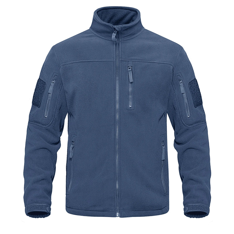 TACVASEN Full Zip Up Green Fleece Jacket Thermal Warm Work Coats Mens Zipper Pockets Casual Hiking Training Outwear Windbreaker