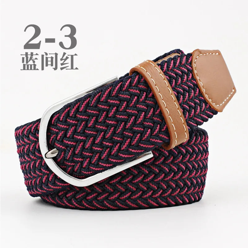 105cm Stretch Woven Belt, Unisex Canvas Belts Fashion Casual Student Belt Women Cinturon Male Waistband.