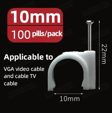 100pcs 6mm Round Steel Nail Cable Wire Wall Hanging Screw Clips Cable Clip For RG59 RG6 White High Quality Low Price Favorable