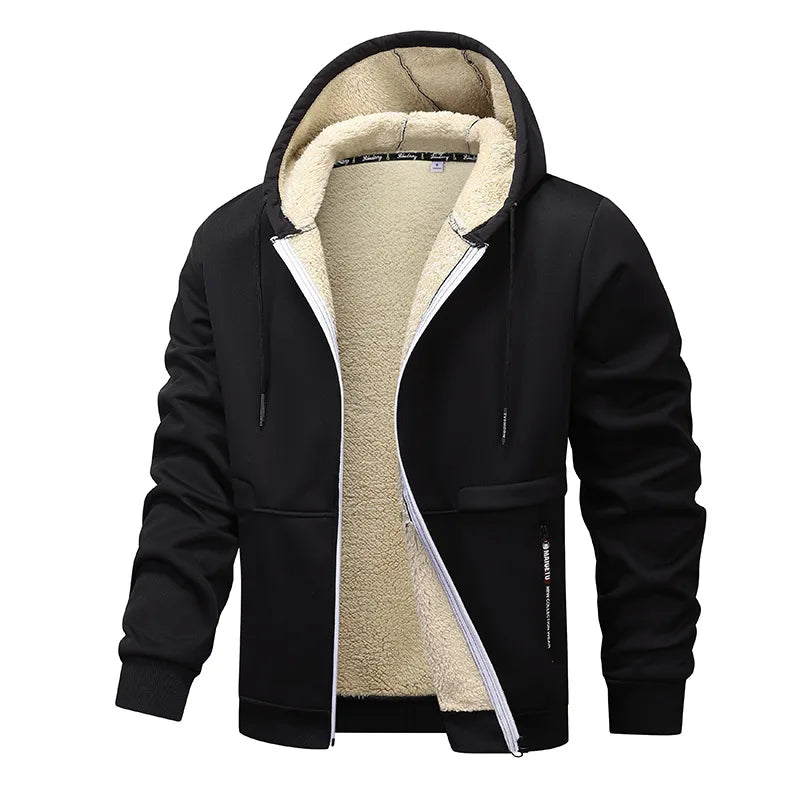 ‌Blue Fleece-Lined Hoodie Jacket for Men - Warm, Comfortable, Casual Style‌ Male Coat. Size M-5XL 6XL