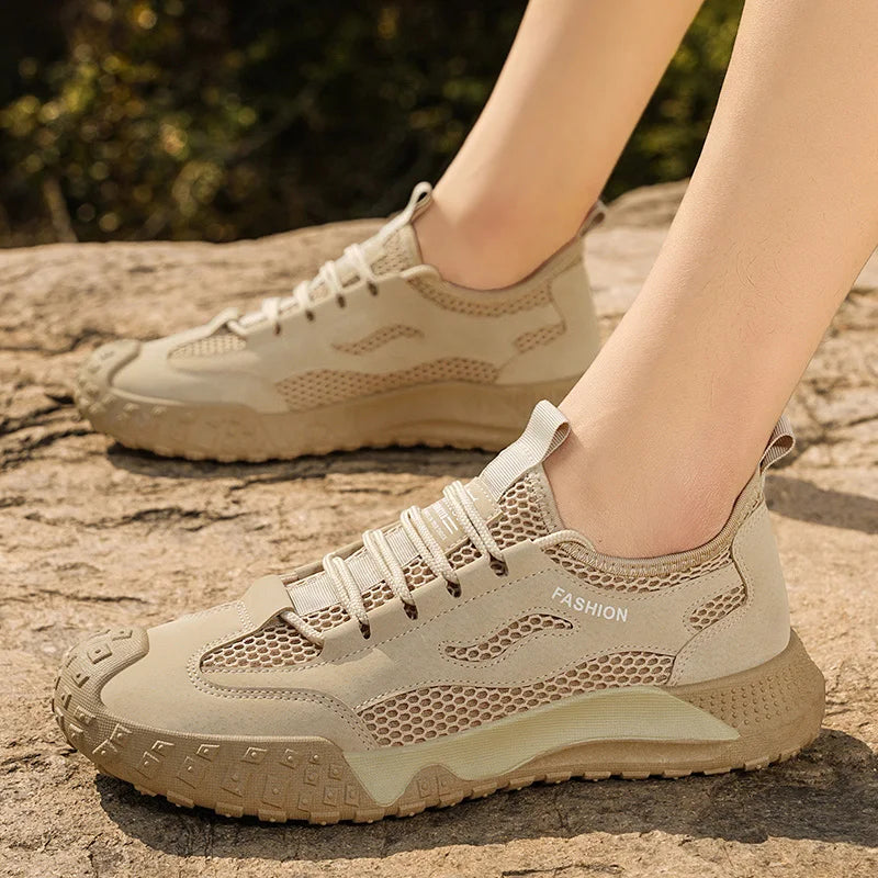 Men's breathable mesh casual sports shoes summer comfort non-slip lightweight hiking sneakers fashion outdoor travel wading shoe