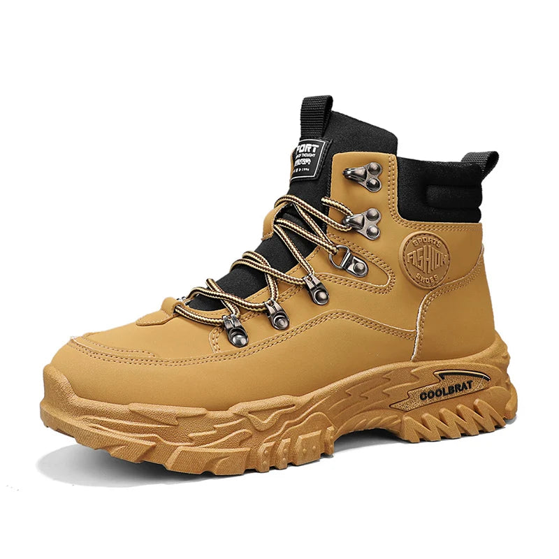 Men's high-top Joker casual boots four seasons breathable light soft-sole anti-skid work boots fashion youth walking tide boots