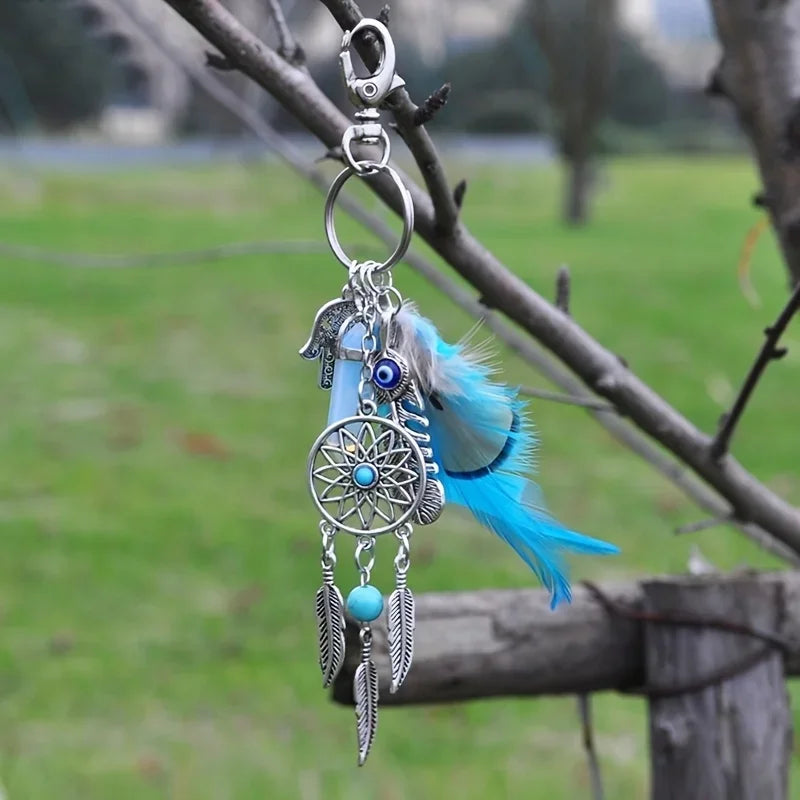 Best Valentine's Day Gift! Maiden Dream Catcher Bohemia Style Key Ring Pendant Artificial Feather Key Chain Bag Decor Tassel