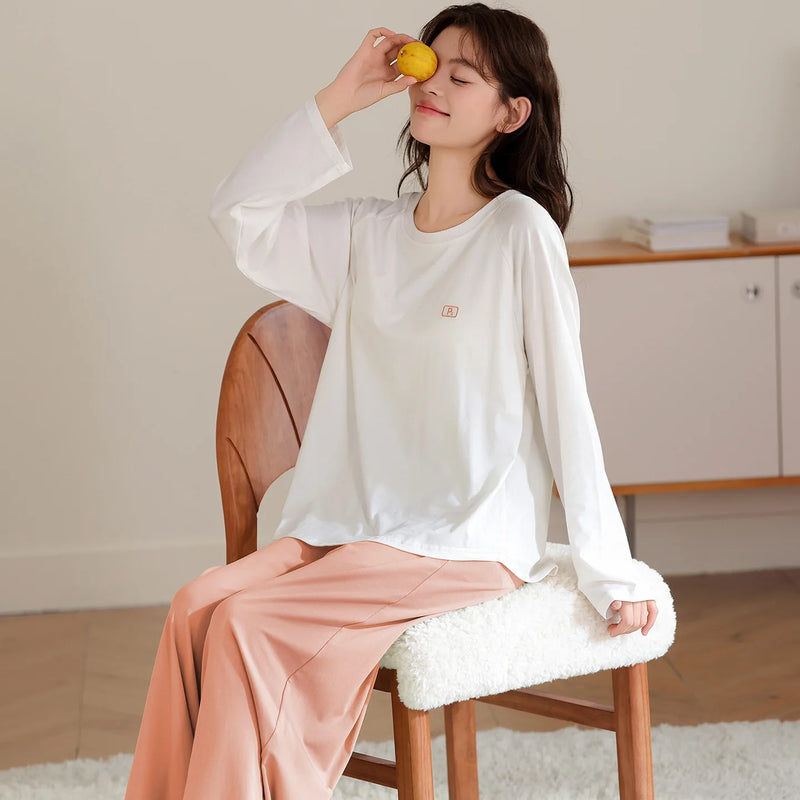 Pyjama Femme New 100% Cotton Sleepwear Women's Pajamas Set Spring Autumn Large Size Pajamas Woman Offer Lounge Home Clothes