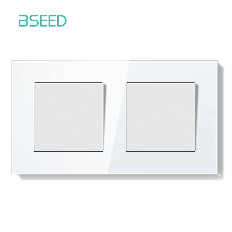 BSEED E Series Mechanical Button Switch 1/2Gang 1Way Double Light Switch Triple Toggle Switch Glass Panel Switch On Off 250V