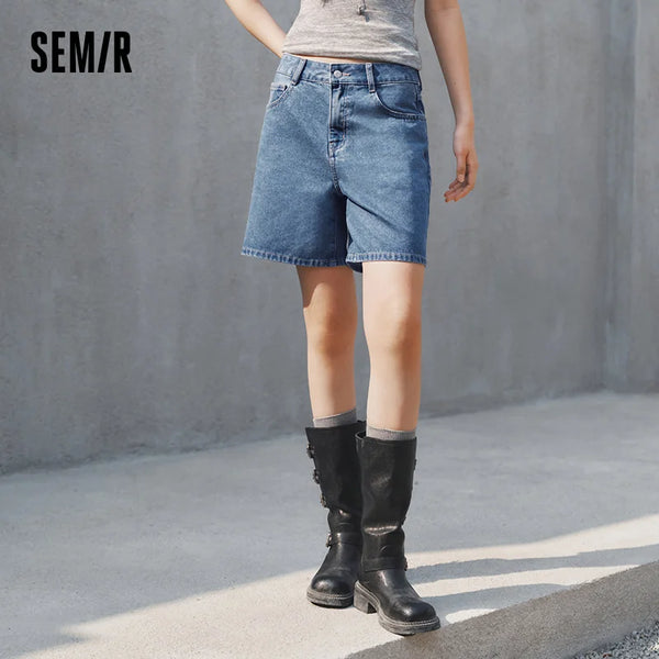 ខោ Semir សម្រាប់នារី ខោ Denim ត្រជាក់ មានអារម្មណ៍ប្រឆាំងនឹងបាក់តេរី រចនាបទ Vintage រាងអក្សរ A ជើងត្រង់ អាវធម្មតាសម្រាប់រដូវក្តៅ ឆ្នាំ២០២៦