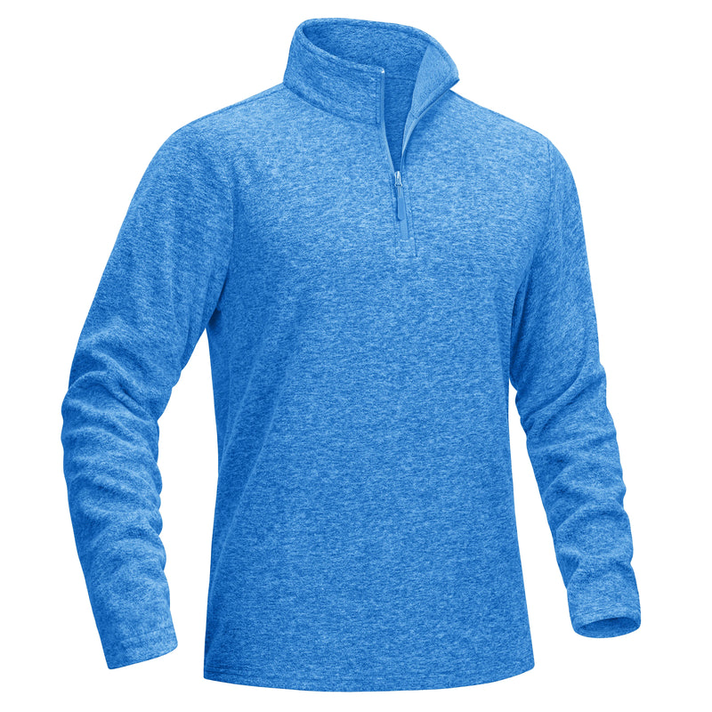TACVASEN Men's Quarter Zip Up Fleece Pullover Warm Windproof Sweaters High Stand Collar Polyester Sweatshirts Fit Hike And Golf