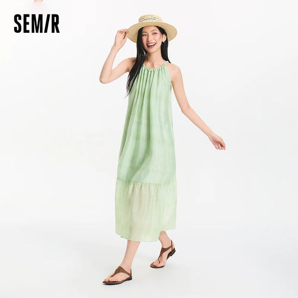 រ៉ូបស្ត្រី Semir កអាវចងខ្សែបូ ថ្ងៃឈប់សម្រាក អាវធំ Maxi រាងអក្សរ A ឆ្នាំ ២០២៦ រដូវក្តៅ រ៉ូមែនទិក ស្រស់ឆើតឆាយ ទន់ មានផាសុកភាព ថ្ងៃឈប់សម្រាក