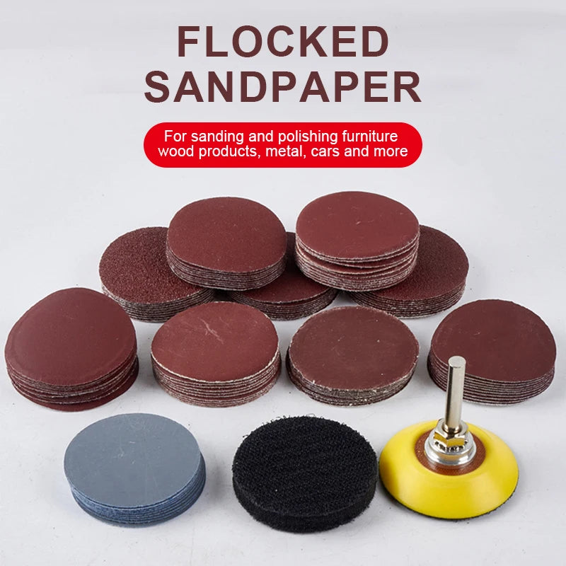 SEAMETAL 120Pcs 50mm Sandpaper Assortment 60-3000 Grit Sanding Disc Pad Set 2Inch with Disk Pole Cushion Car Accessories