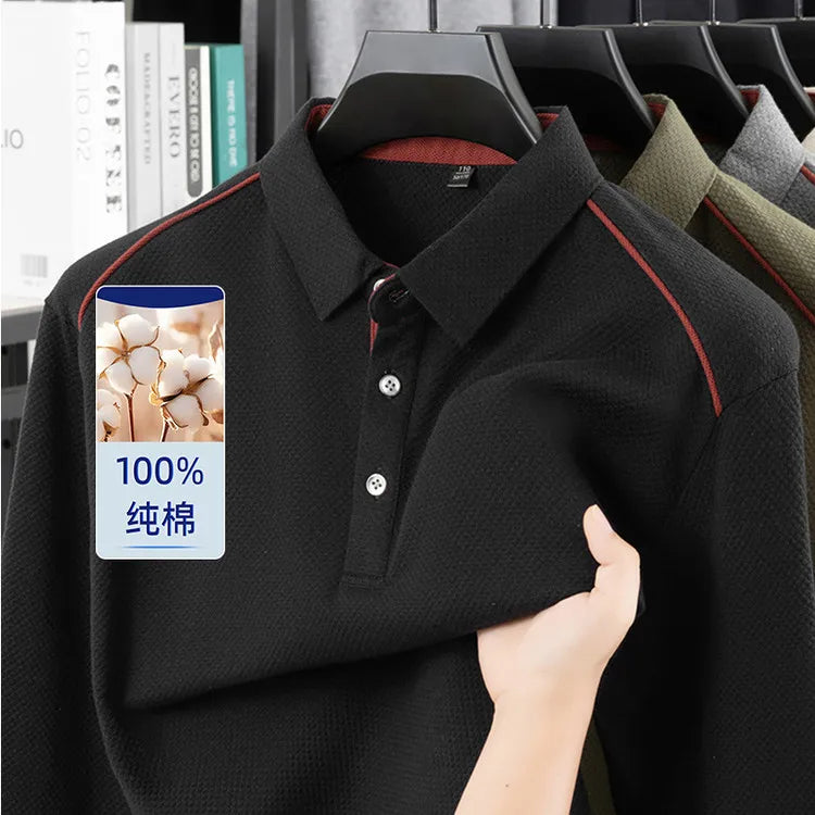 100% Cotton Men's Polo Shirt Gold Medal Quality Pineapple Pattern Polo Shirt, Asymmetric Placket Design, Novelty Style